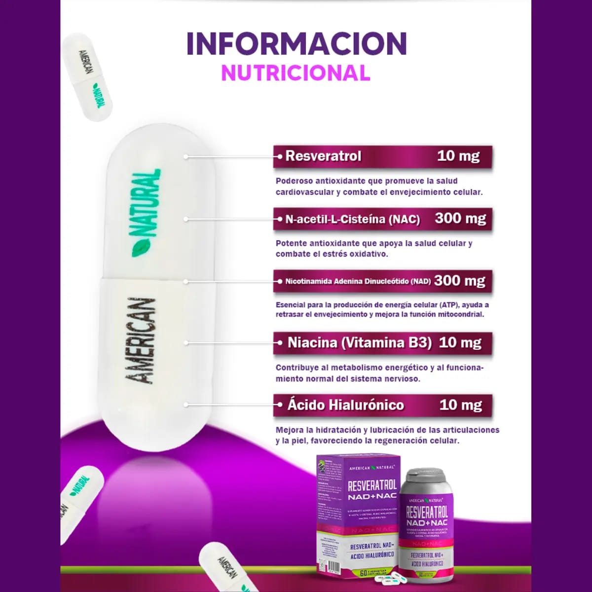 RESVERATROL - ENERGIA, JUVENTUD CELULAR NAD + NAC