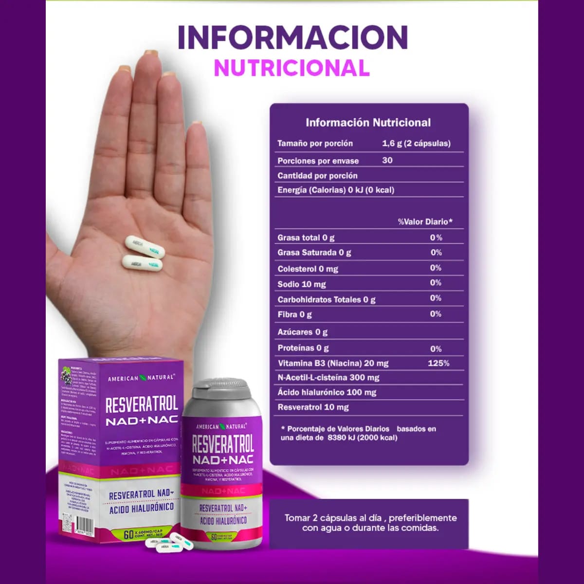 RESVERATROL - ENERGIA, JUVENTUD CELULAR NAD + NAC